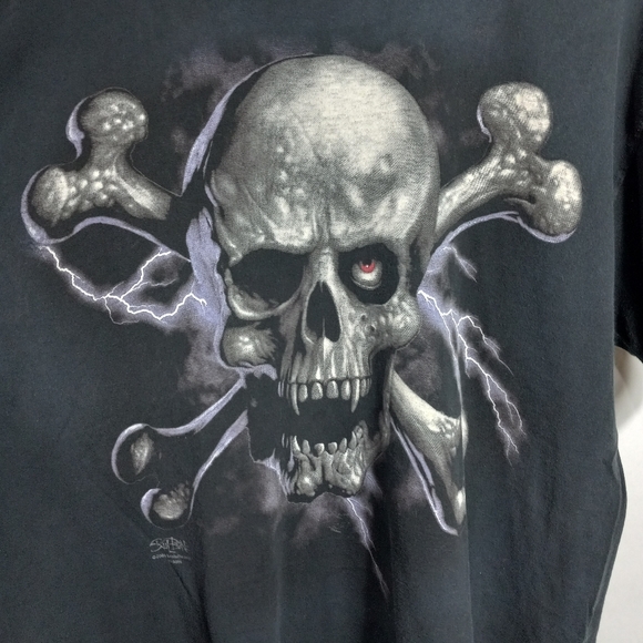 Skul Bone kristopher frisk Skull and crossbones distressed t-shirt xl - Picture 2 of 8